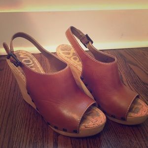 Brown Leather Wedges